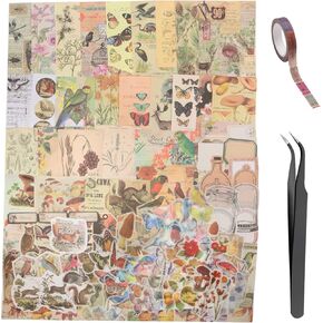 280pcs لوازم Scrapbooking Vintage ، ملصقات سجل القصاصات الجمالية مجموعة ورقية Washi ، Journaling Supplies Junk Stamping Planner ephemera collage Journals (Forest)