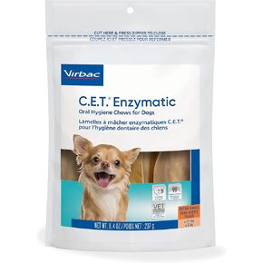 C.E.T. Enzymatic Oral Hygiene Chews for Dogs - Plaque & Tartar Control - Single Layer Beefhide with Exclusive Dual-Enzyme System & Tasty Chicken Flavor - Easy to Give Dog Dental Chew
