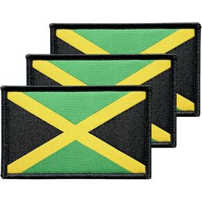 3Pcs Jamaica Jamaican Flag Patch 2x3 Inch, Hook Loop Tactical Embroidered Armband Country Flag Patches for Backpack Hat Vest Jacket.