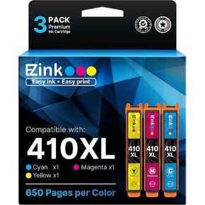 E-Z Ink (Remanufactured Ink Cartridge Replacement for Epson 410XL 410 XL T410XL High Yield to use with Expression XP-640 XP-830 XP-7100 XP-530 XP-630 XP-635 (1 Cyan, 1 Magenta, 1 Yellow, 3 Pack)