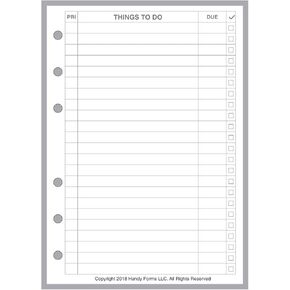 A6 Size to-Do List Planner Insert, for 6-Ring Binders (4.1" x 5.8"). This is A European Standard A6 Size. Your A6 May BE Different. Please See Images.