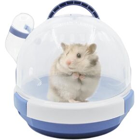 Hamster Carrier Cage Portable Cages Small Animals Carry Travel Case with Water Bottle Plastic Breathable Guinea Pig Outgoing Cage for Dwarf Hamster Ferret Chinchillas Hedgehog (Pink)