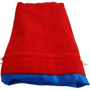 Velvet Dice Bag with Satin Liner 6"x8" - red-Velvet-dice-Bag-with-Blue-Satin