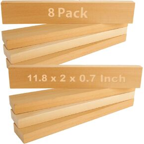Zoforty 8 PCS 11.8 "× 2" × 0.8 "كتل خشبية للحرف ، ولوحة باسوود غير مكتملة ، وكتل خشبية من الخشب الصلب للحرف اليدوية DIY النشوة والليزر