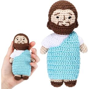 6 Inch Crochet Jesus Gift Jesus Plush Doll Handmade Positive Emotional Gifts Religious Spiritual Faith Based Bible Verse Inspirational Crochet for Kids Women Men Birthday Easter Gifts