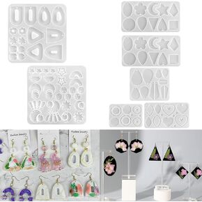 Resinworld 5 PCS قالب أقراط راتنجات كبيرة مع فتحة + قطعة متعددة الأقطاب تتدلى من السيليكون قالب سيليكون