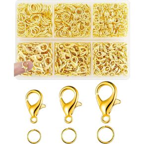 900pcs Fiveizero Lobster Claw Clasps و Jump Rings Set - Clasps Silver Jewelry Clasps للقلادة والسوار وسلاسل المفاتيح ومجوهرات DIY مصنعة