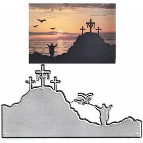 يموت عيد الفصح الصليب الصلاة ، وموت Seagulls Mountain Die Cuts Metal Stension Stencils قالب لقالب لبطاقات Scrapbooking و Diy Craft Card Card Card Decor