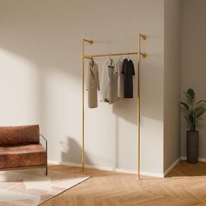 pamo Industrial pipe clothing rack metal gold - Wall mounted clothes racks for hanging clothes - Modern walk in closet - KIM III gold