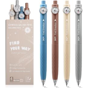 miikoul Retractable Gel Pens, Quick Dry Black Ink 0.5mm Fine Point Smooth Writing Pen Ballpoint Pens with Compass, Comfort Grip for Journaling, Note Taking, Office School Supplies (Morandi Color)