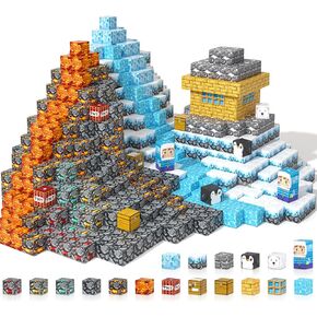 كتل مغناطيسية كبيرة 110pcs Ice Fire World مستوحاة من ألعاب Magnet Magnet Cubes 1 بوصة مكعبات Magworld الإضافية الإضافية للبناء من الألعاب الحسية للألعاب للأطفال الذين تتراوح أعمارهم بين 3-5 4-6 5-7 8-12