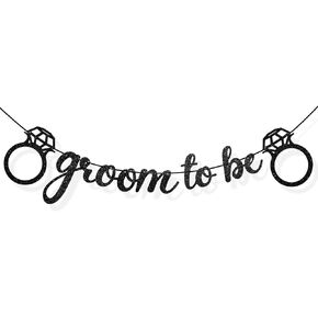 Breling Groom to Be Banner, 10ft Pre-Strung Groom to Be Garland Banner Glitter Bachelor Party Decor for Groom Engagement Party Bunting Sign for Bridegroom Shower Engagement Wedding Party Decor(Black)