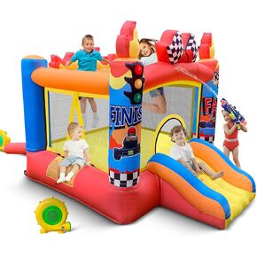 Culaluva Inflatable Bounce House: Bouncy Castle 2-in-1 with Slide for Kids Aged 3-8 - with 370W Blower & Storage Bag - Indoor Outdoor Play