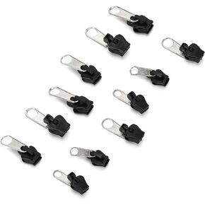 12pcs أسود Universal Fix Zipper Repair Kit استبدال zip Slider Slider Shippers الفنون التصميم المقاومة للتصميم والحرف والخياطة ، السحابات ، مفاهيم الخياطة واللوازم ، مجموعة إصلاح السوستة