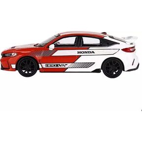 Diecast Model Car Compatible with Hond.a Civic HPD Racing, Red and White, 1:64 Scale Die-Cast Model Car by Mini GT MGT00686