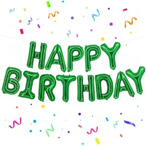 Katchon ، Green Happy Birthday Banner - 16 Inch | بالون غرين مايلر رقاقة لزخارف عيد ميلاد سعيد | لافتة لافتة عيد ميلاد لزخارف حفلة عيد الميلاد