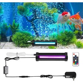 Submersible Fish Tank Aquarium Light: Bright Aquarium Bubbler Lighting Full Spectrum - Adjustable Brightness Colors Change Underwater Led Strips with Remote and Suction Cups for Aquarium Fish Tank