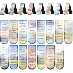 Spanish Bible Verse Magnetic Bookmarks 30 Pcs Christian Scenery Magnet Bookmark Clips - Inspirational Bible Page Markers Religious Book Marker for Students Book Lovers Reading School Office (Spanish)