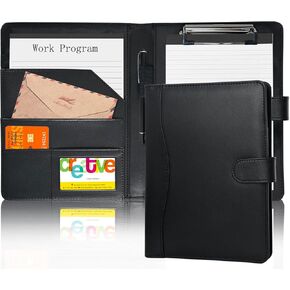 Binder A5 PU مجلد الحافظة ، حامل الشفاه ، حامل بطاقة العمل ، مذكرة ، منظم ، منظم ، منظم ، منظم ، الجيوب (الوردي)