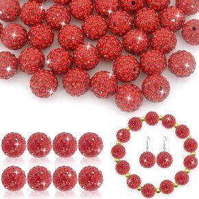 حبات الحجر الراين 12 ملم لصنع المجوهرات - 50pcs حبات البريق البارحة للأسوار الصداقة - حبات ديسكو دائرة دائرية لامعة للقطن ، سوار ، قرط ديي (أحمر) (أحمر) (أحمر)