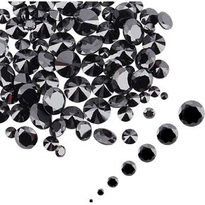 PH PandaHall 140pcs Cubic Zirconia Stone 7 Sizes Black Zirconia Cabochons Faceted Rhinestone Cabochons Pointed Back Cabochons for Earring Bracelet Jewelry Making Nail Art DIY Craft, 1~7mm, No Hole