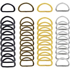 BronaGrand 200pcs Semi-Circular D Rings Multipurpose Half Round D-Shaped Rings Loop Buckle Accessories for DIY Crafts Keychains Clothing Backpack Belt Sewing Projects, 4 Colors
