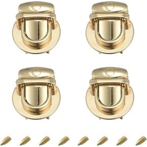 Uxcell Turn Lock Clasp ، 33mm × 31mm zinc alloy presp bag bag bag bace closure closure for diy handbag wallet making 4pcs (jold)