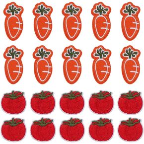 Gorgecraft 28pcs Carrot Iron on Patches Fatato Tomato Esterized Badge Padge Fabric Reply Sews on Patches for Diy Frants T-Shirt Juver