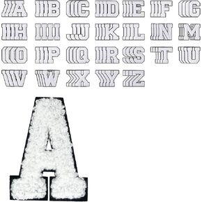 104 Iron on Letters for clothing ، chenille letters a-z patches ، 2.75 بوصة بقع أحرف على الحديد ، الحديد على بقع أحرف باللغة الإنجليزية أبيض للملابس ، القبعة ، الحقائب ، الملحقات DIY (الفضة ، A-Z)