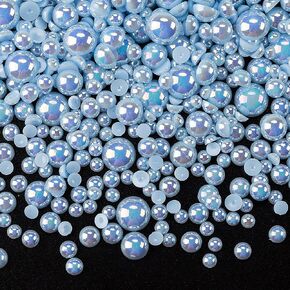 Pagow 2200pcs ABS Half Round Pearl ، 4 مم / 5 مم / 6 مم / 8 مم / 10 مم حجم المزيج الراتنج الأبيض فو لامع لؤلؤة DIY الزخرفة