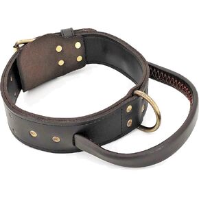 Genuine Real Leather Dog Collar with Handle 1.6" Width Heavy Duty Medium and Large Pet (XL: Neck 16" - 20")