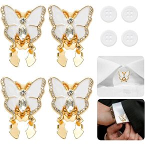 أغطية زر Rhinestone insyoho للنساء - 4 أجهزة كمبيوتر الفراشة زر تغطي أزرار الاستبدال الزخرفية DIY للبلوزات ، الفساتين | أزرار البلورة لصياغة ، والخياطة ، وترقيات الموضة ، والذهب الأسود