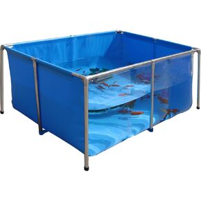 PVC KOI Aquarium Tank, Temporary Fish Tank with Clear Viewing Panel, KOI/Goldfish Pond with 304SS Frame & Drain Valve(47.3" L*31.5" W*23.6" H, About 135Gal Water Capacity)