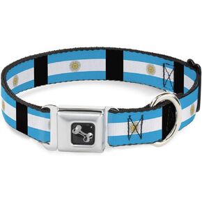 Buckle-Down Seatbelt Buckle Dog Collar - Argentina Flags - 1" Wide - Fits 15-26" Neck - Large