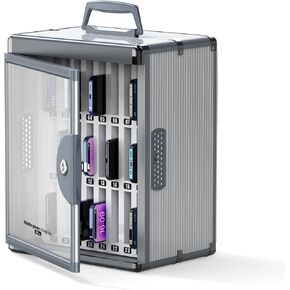 Cell Phone Locker for Classroom, 36 Slots Portable Phone Holder Box, Wall Mount Phone Box with Security Lock, Lightweight Phone Storage Organizer Cabinet, Pocket Chart Storage (Silver)