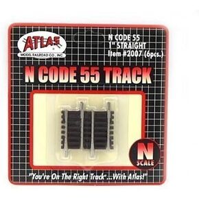 N Code 55 Nickel Silver 1" Straight Track (6) Atlas Trains