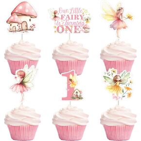 36pcs Fairy First Birthday Cupcake Toppers ، to to to to to to the the the then firm cupcake there the cupcake the the cake cake mucces for blay for girls for girls