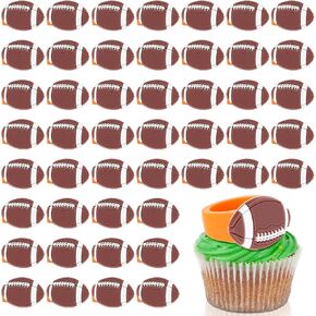 Barydat 48 Pcs Football Cupcake Topper Rings Football Party Decorations Cupcake Rings for Boys Kids Birthday Sports Ball Game Theme Party Supplies Favors Decorations Gifts