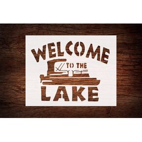 مرحبًا بك في Lake Boat Stencil 8.5 "× 11" - تصميم ديكور مخصص في Lakehouse لصياغة