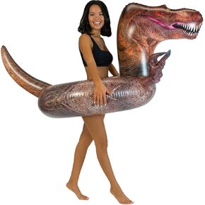 حمام سباحة البلياردوني T-rex dinosaur قابلة للنفخ 42 بوصة ، أنبوب حمام سباحة عريض ، مثالي لأي مناسبة ، هذا الدينو قبل التاريخ جاهز للمياه