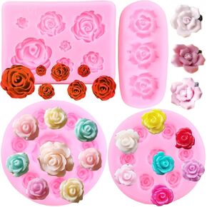 Mujiang 3D Flower Silicone Molds Flower Bloom Rose Fondant Mold Resin Rose Candle Mold For Cake Decoration Cake Decoration Chocolate Handmade Soap Candy Gum Paste Set Of 6 in Kuwait