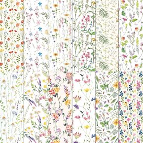 24 Sheets Wildflower Scrapbook Paper 11.8'' x 11.8'' Watercolor Spring Flower Pattern Paper Pack Floral Double-Sided Scrapbook for Card Making Decor Origami Scrapbooking DIY Decorative