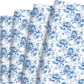 Sanixin 12 Sheets ورقة غلاف زرقاء وبيضاء ، غلاف الهدايا مع الأزهار الأزرق الأزهار المائية Chinoiserie Peary pattern pattern pattern pattern اطبع لزفاف الزفاف الزفاف الربيع ديكور حفلة ، 20 "× 28"