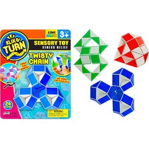 Twist Snake Puzzle Magic Snake Cube Fidget Toy (1 Unit Assorted Color) Twisty Chain Cube Click Sounds, ASMR Mini Plastic Puzzle Cube Toy Party Bag Fillers, Party Favor Toys for Kids & Adults. 4787-1