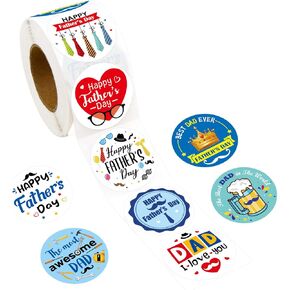 ملصقات يوم الآباء 500 PCS Happy Foder's Day Sticker ملصقات مستديرة لبطاقات الأظرف الأختام والهدايا الزخرفة