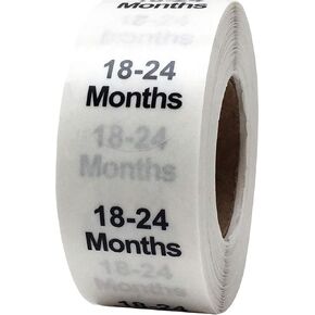 Clear Circle 2T Clothing Size Stickers - 3/4 Inch Round, 500 Clear Plastic Adhesive Labels Per Roll for Retail Apparel, Kids Clothing Organization, and Inventory - Made in The USA
