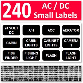 littversions 240 PCS استبدال صغير للبحر الأزرق الممتد AC DC دائرة دائرة لوحة التحويل لوحات التبديل الملصقات ملصقات قارب 8214 8217 7870 السيارات البحرية Auto Truck RV ATV ATV