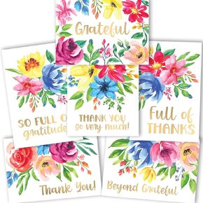 Hadley Designs 54 Floral Thank You Cards With Envelopes - Wedding Thank You Cards with Envelopes Bulk, Appreciation Notes Set for Bridal Shower, Graduation and Teachers