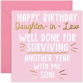 CENTRAL 23 - Funny Birthday Card for Her - 'Happy Birthday Daughter-In-Law' - Happy Birthday Card - Daughter-in-law Birthday Card - Cheeky Greeting Card for Her - Comes with Fun Stickers