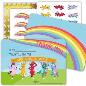 Gooji Funny Unicorn Thank You Cards – 25pcs Double Sided 4.25x6 Unicorn Thank You Cards With 25 Envelopes – Magical Cards For Baby Shower, Birthday Party And Girls Birthday Party Supplies